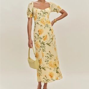 Reformation Yellow Puff Sleeve Maxi Dress - Honeyglow Gloria Dress